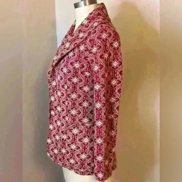 Vintage‎ Handmade Red Patterned Suit Jacket Fits Like a Small - Picture 4 of 8